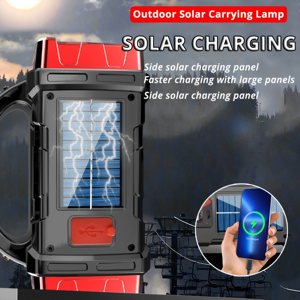 Solar & USB Rechargeable LED Lantern Flashlight – 1800mAh COB Work Light, 4 Modes, Emergency Power Bank, IPX4 Waterproof, Portable Camping Lantern, 1 or 2 Pack