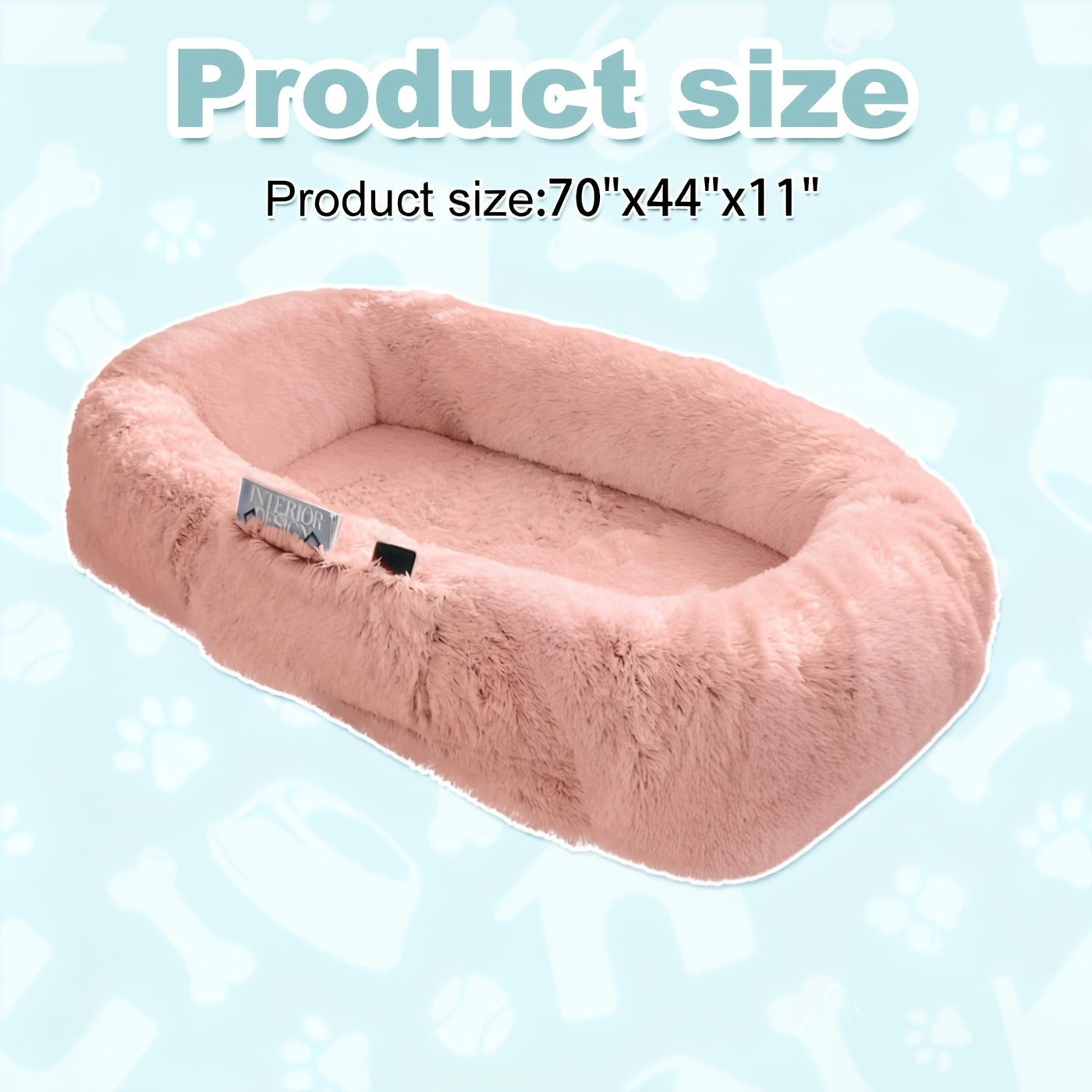 Human Dog Bed 70x44x11 Inch Giant Faux Fur Orthopedic Bed for People & Pets - Washable Non-Slip Extra Large Dog Bed for Adults, Napping, Lounging, All Breeds