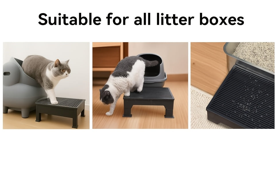 Cat Litter Box Step Ramp Adjustable 3.5" & 6" Non-Slip Litter Trapper Platform for Kittens Senior Cats Automatic Litter Boxes