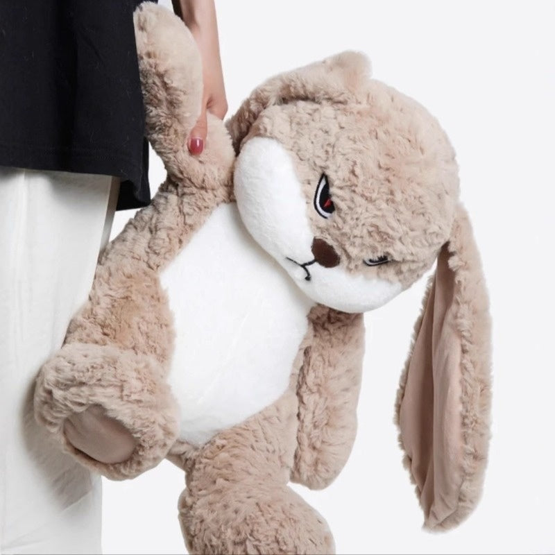 Plush Bunny Rabbit Stuffed Animal Pet Toy – Soft Huggable Devil Long-Ear Rabbit with Vivid Eyes for Cats & Dogs, Cute Cuddly Toy for Kittens & Puppies