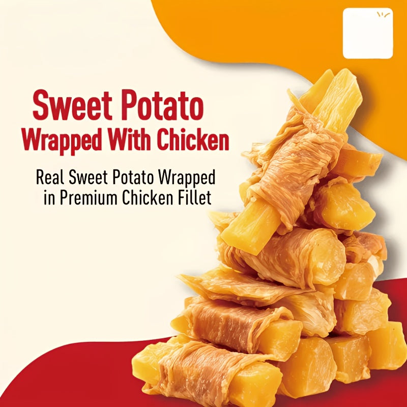 Sweet Potato Dog Treats Chicken Wrapped & Duck Wrapped Natural Training Reward Soft Chewy High-Protein Grain-Free Dog Snack 220g 7.76oz