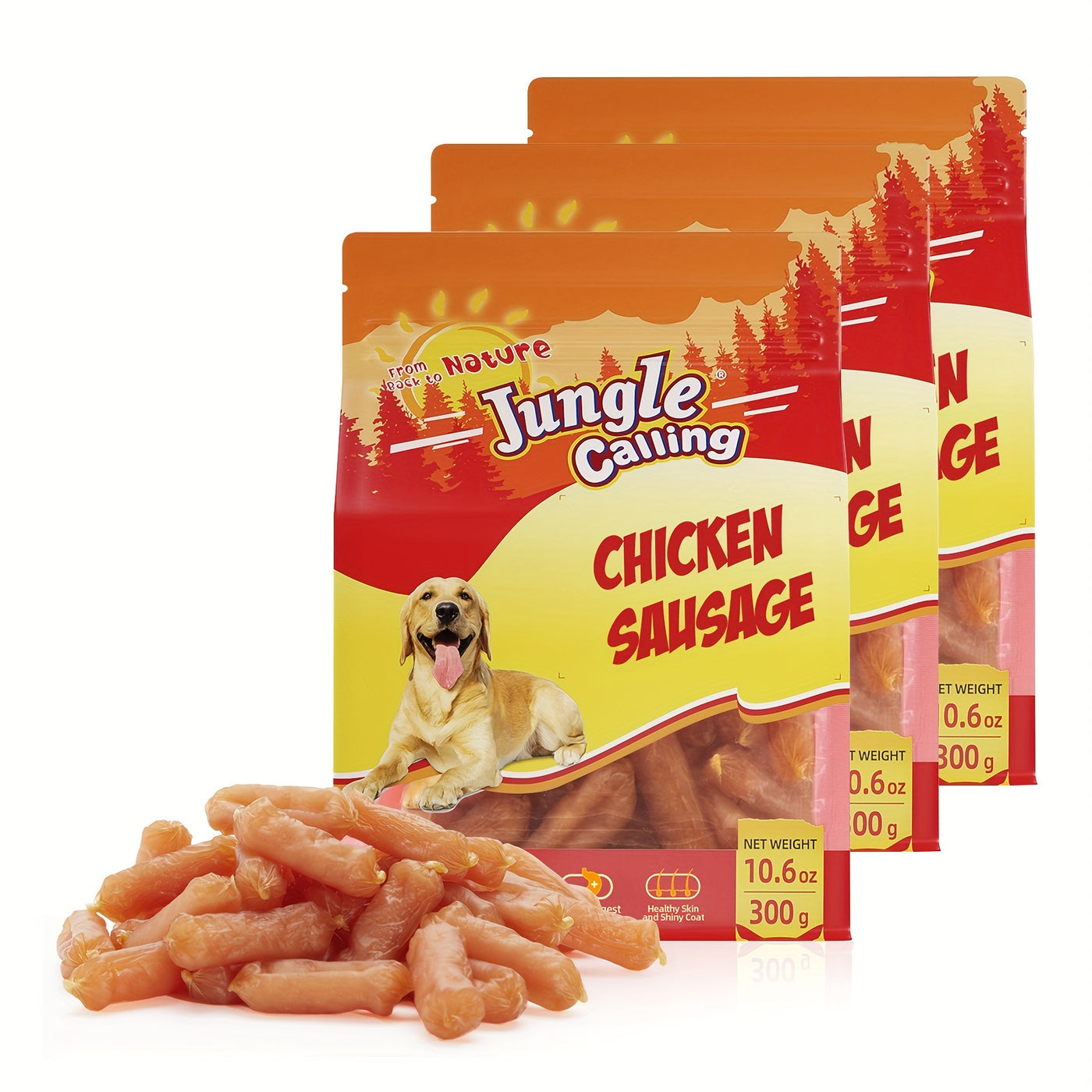 Chicken Jerky Sausage Dog Treats Slow Roasted Chewy Training Snack High-Protein Natural Reward for Medium Large Dogs 21oz 31oz