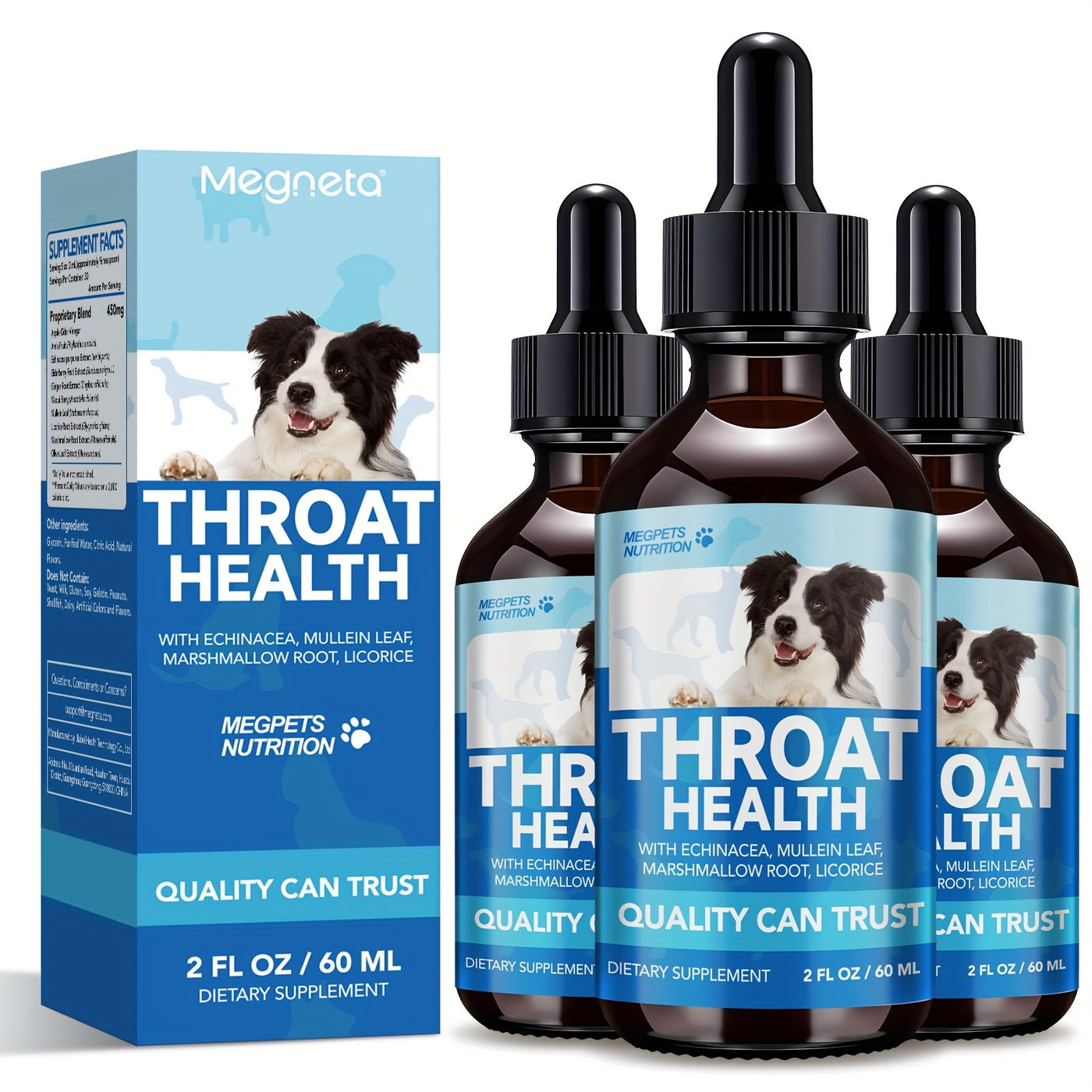 Respiratory Health Supplement for Dogs & Cats – Natural Marshmallow Root & Mullein Formula, Supports Lung & Airway Health, All Breeds, 2fl.oz