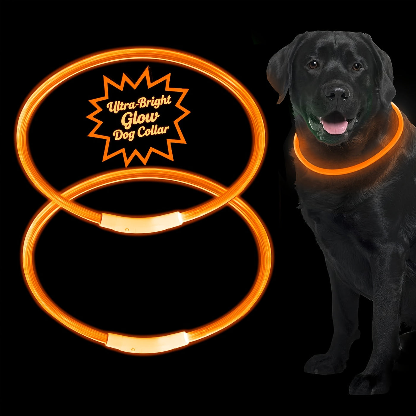 LED Dog Collar USB Rechargeable Light Up Safety Collar with 3 Modes 360° Glow - Adjustable TPU Night Walking Collar for Small Medium Large Dogs, Multi-Color Options