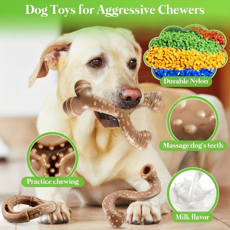 3-Pack Bacon Scented Nylon Chew Bone Set for Large Dogs – Indestructible Dog Toys for Aggressive Chewers 15-60 lbs, Durable Bone Shape Dog Chew Toy Bundle