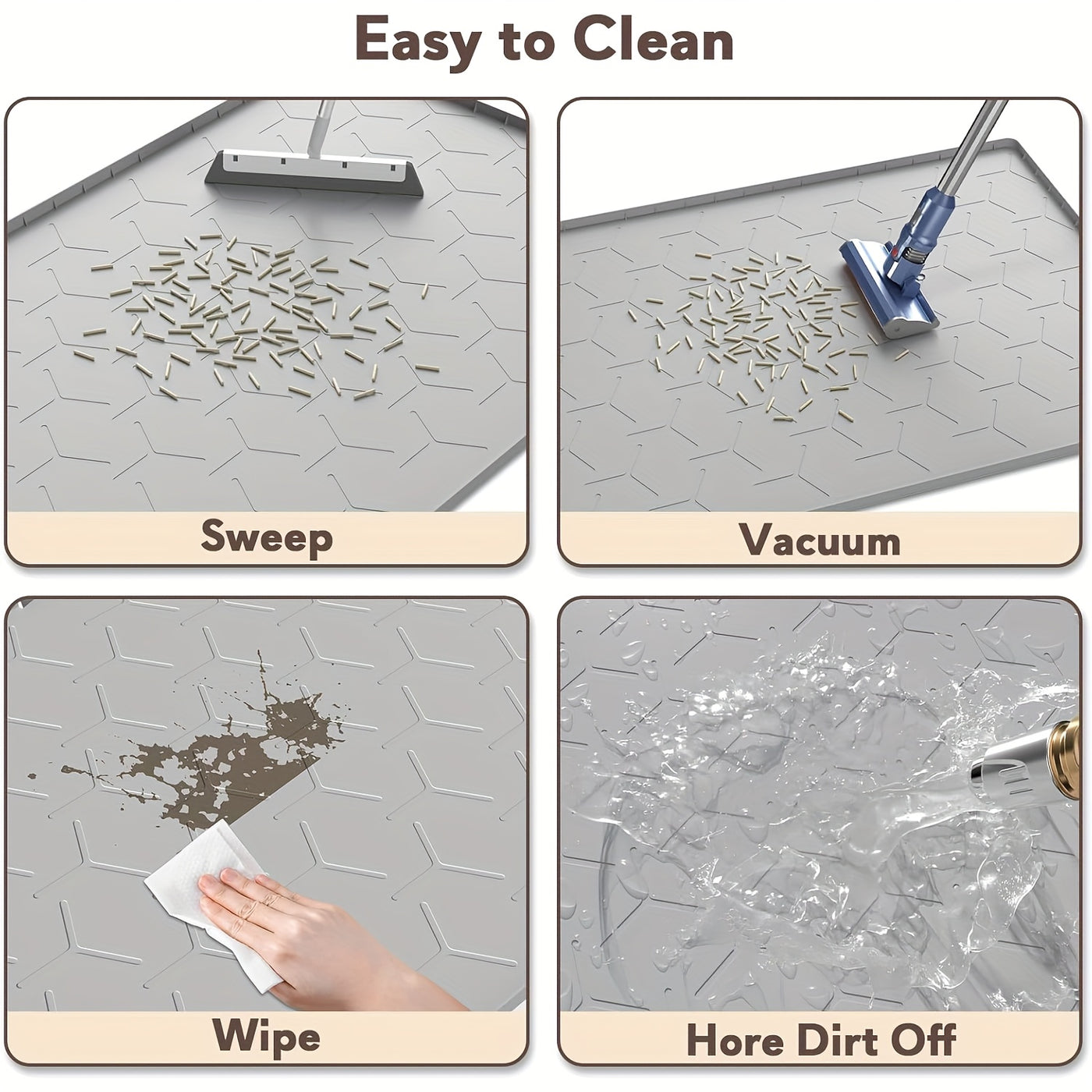 Silicone Cat Litter Trapping Mat Large 34" x 22" Waterproof Easy Clean Litter Box Mat for Indoor Cats