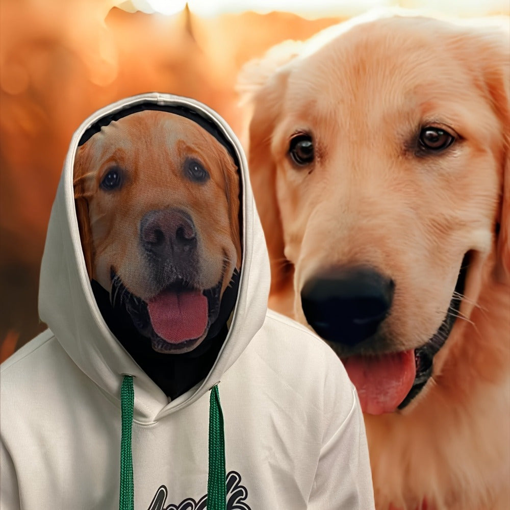 Golden Retriever Dog Mask Realistic Animal Costume Head – Funny Hooded Dog Face Mask for Halloween Party Prank Valentine's Day Carnival Masquerade Bar Night