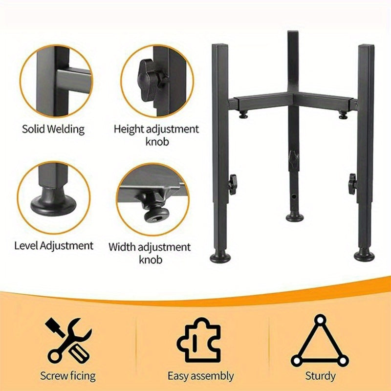 Adjustable Elevated Dog Bowl Stand Metal - Height & Width Adjustable Raised Feeder for Medium Large Dogs Anti-Slip Silent Design