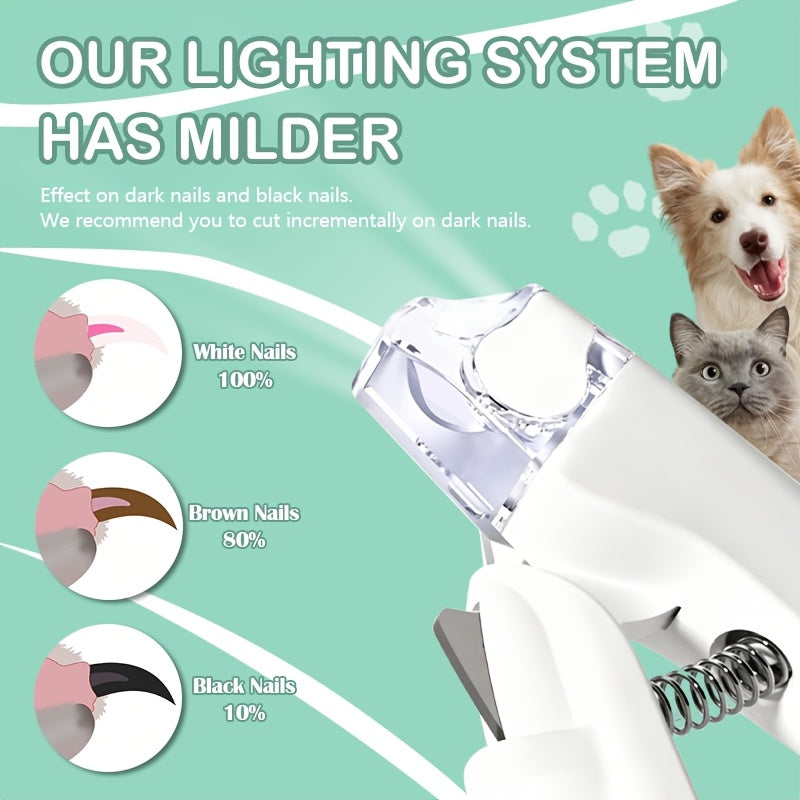 Pet Nail Clippers with LED Light – 2-in-1 Trimmer & Built-in File, Stainless Steel Blade, Anti-Slip Handle, Safe Nail Clipper for Cats and Small Medium Dogs