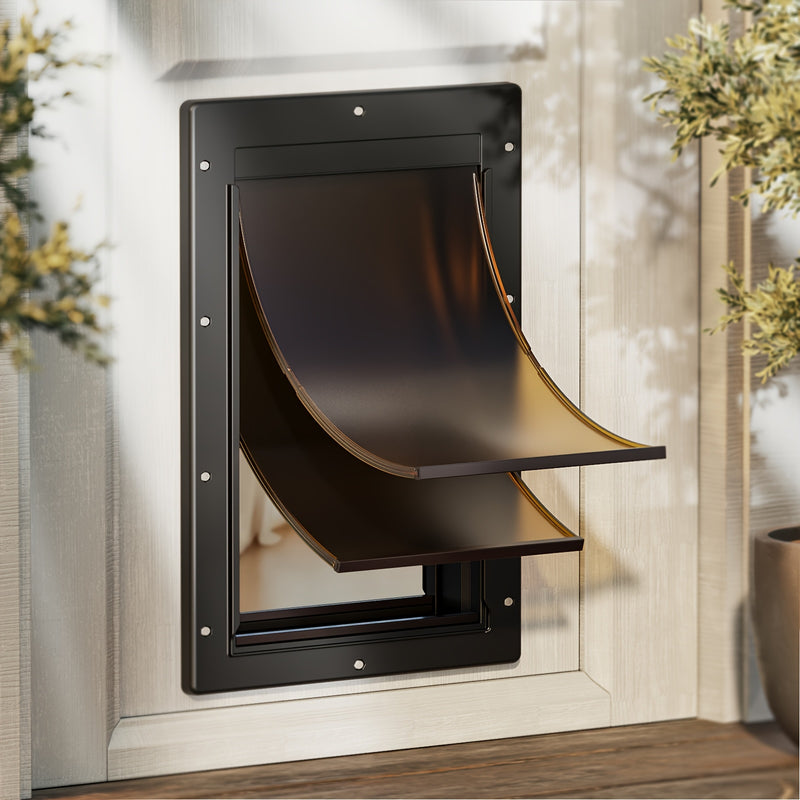Large Dog Door Heavy Duty Plastic – Double Magnetic Flap Doggie Door for Interior & Exterior Doors or Wall, Easy Install, 45-100 LB Dogs