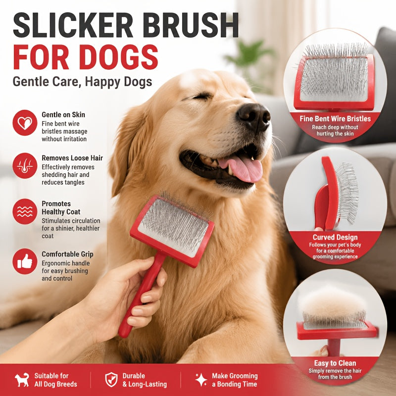 Dog Slicker Brush Professional Grooming Brush with Extra-Long Pins – Deshedding Detangling Dematting for Large Dogs, Goldendoodles Labradoodles Poodles, Buy 1 Get 1