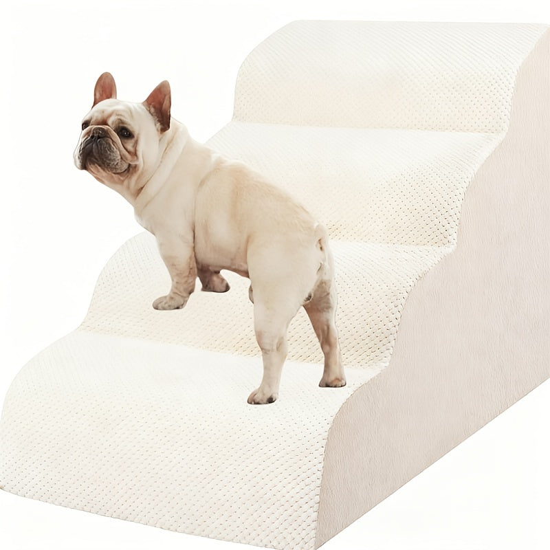 Dog Stairs for Small Dogs - Extra Wide High Density Foam Pet Steps with Non-Slip Bottom, Soft Cushioned Ramp for High Beds Couch Sofa, 2/3/4 Steps for Elderly & Injured Dogs