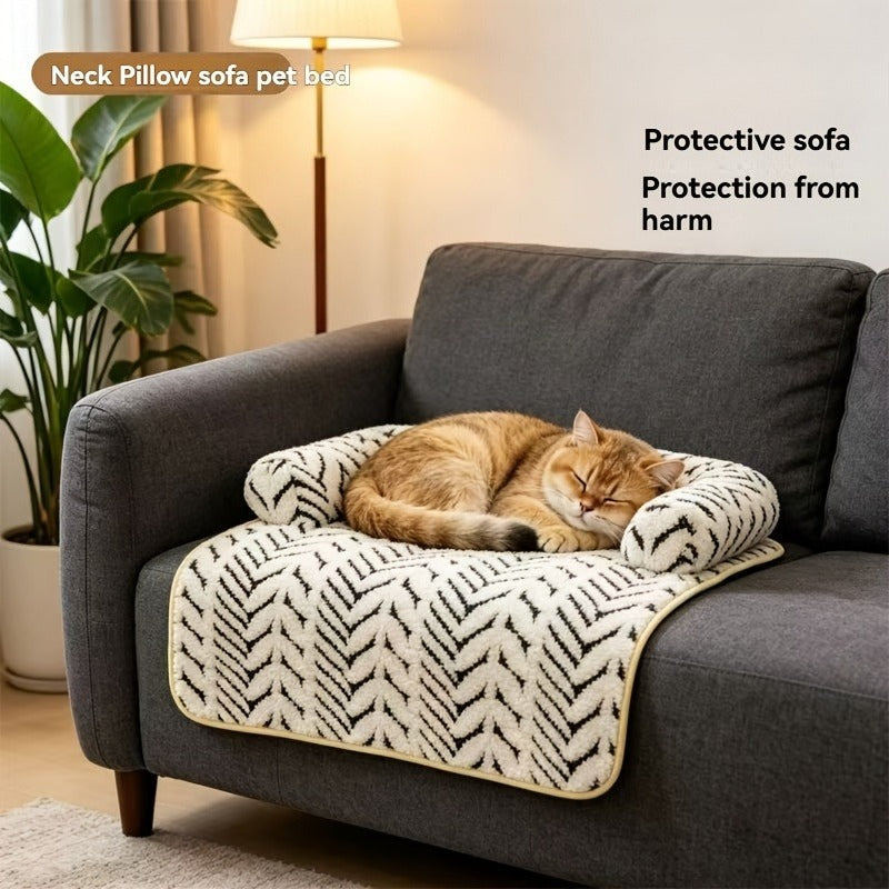 Soft Plush Pet Sofa Mattress Pillow Pad for Dogs and Cats – Non-Slip Washable Warm Pet Bed Mat for Couch Bedroom Car Cage Balcony and Bay Window