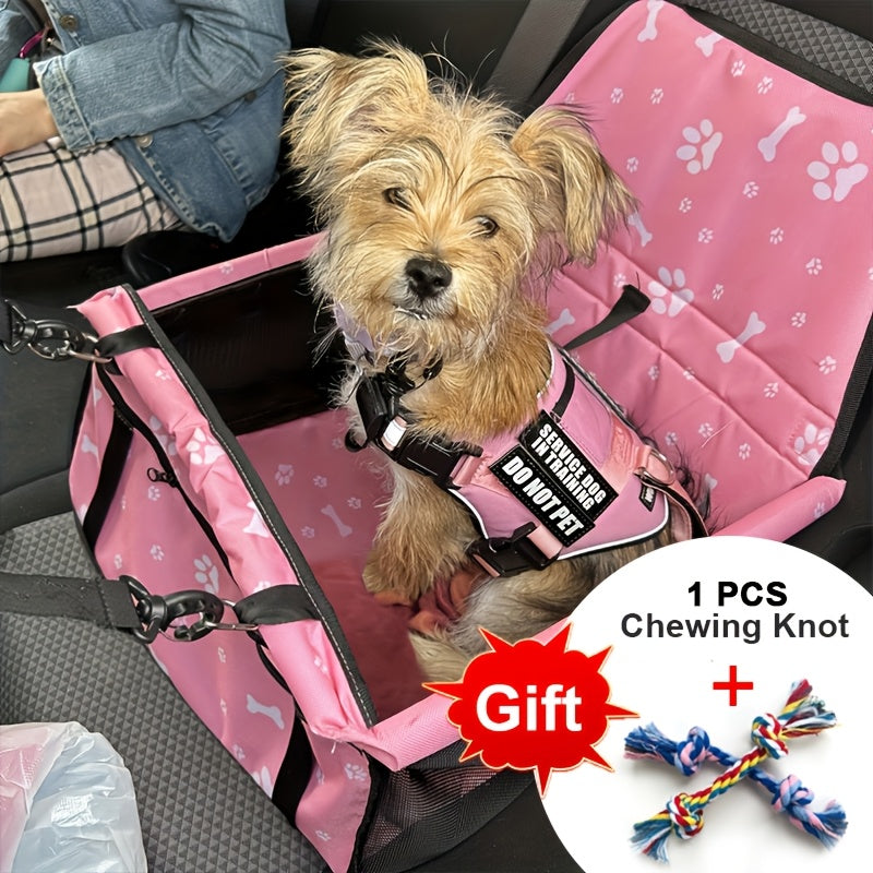 Dog Car Booster Seat & Travel Carrier – Oxford Breathable Foldable Washable Pet Car Seat with Safety Leash, Adjustable Straps & Elevated View for Small Dogs and Cats