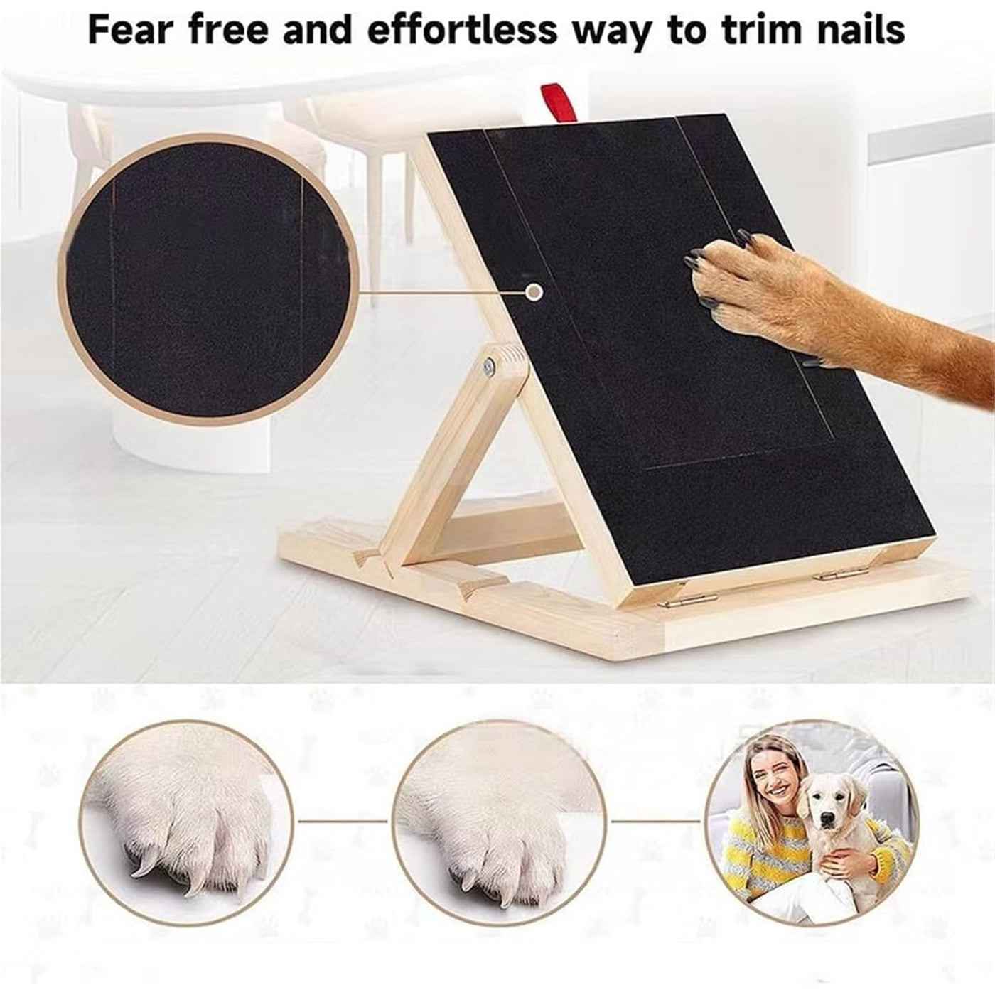 Dog Nail Scratch Pad Foldable Adjustable 3 Angles (45–65°) – Dog Nail File Scratch Board with 2 Sandpaper Sheets, Stress-Free Alternative to Dog Nail Clippers