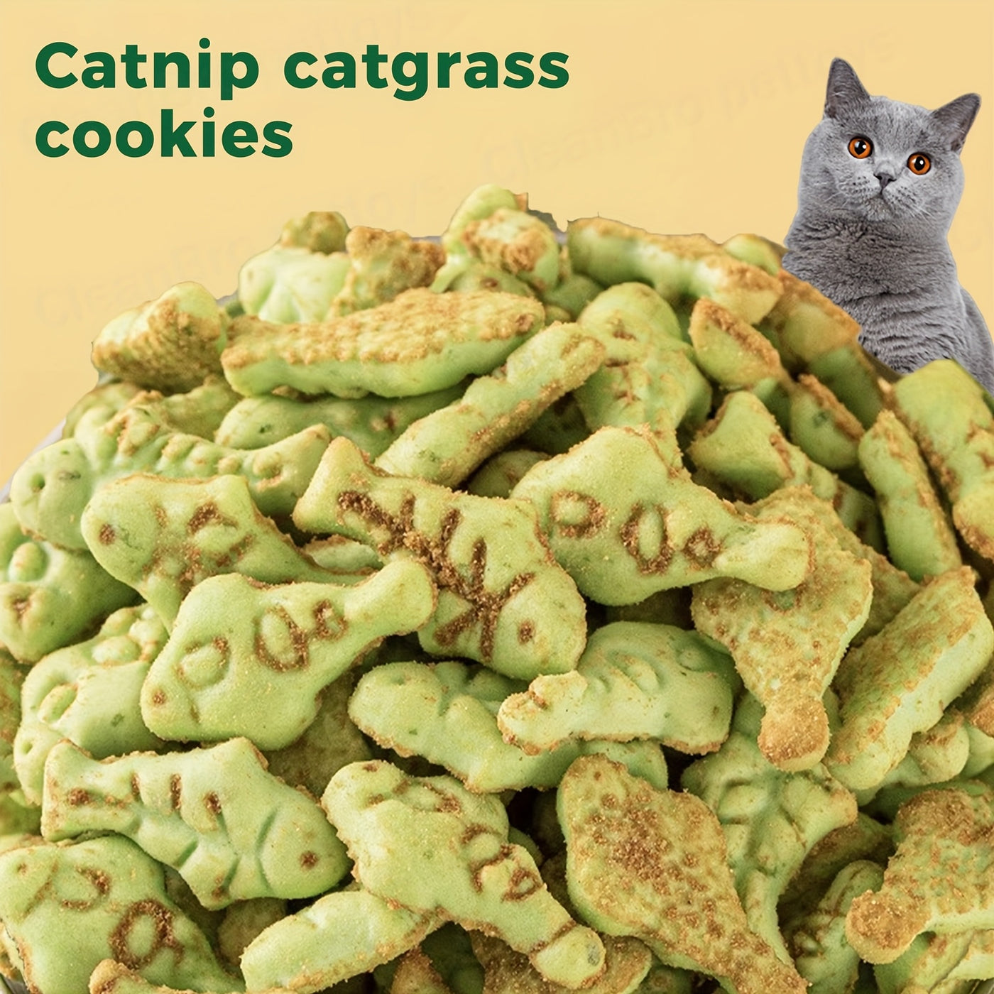 Catnip Cookie Cat Snacks with Cat Grass – Fish-Flavored Dental Molar Sticks for Teeth Cleaning, Hairball Control & Healthy Weight, Natural Treats for Indoor Cats, 150g