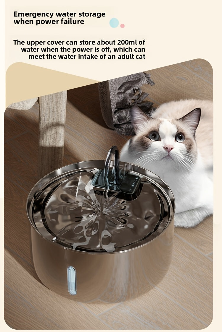 Stainless Steel Pet Water Fountain 236oz/7L - Automatic Cat Dog Water Dispenser, USB Powered, Replacement Filters Included, Water Level Window, for Cats Dogs Multiple Pets