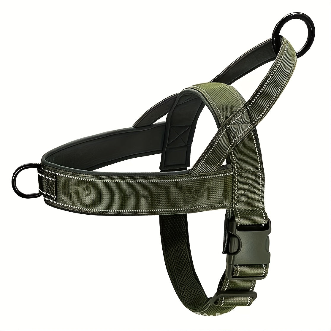 Tactical No-Pull Dog Harness with Easy-Grip Handle & Reflective Strips for Medium & Large Dogs – Adjustable Chest Vest for Outdoor Training & Walking, Sizes S-XL
