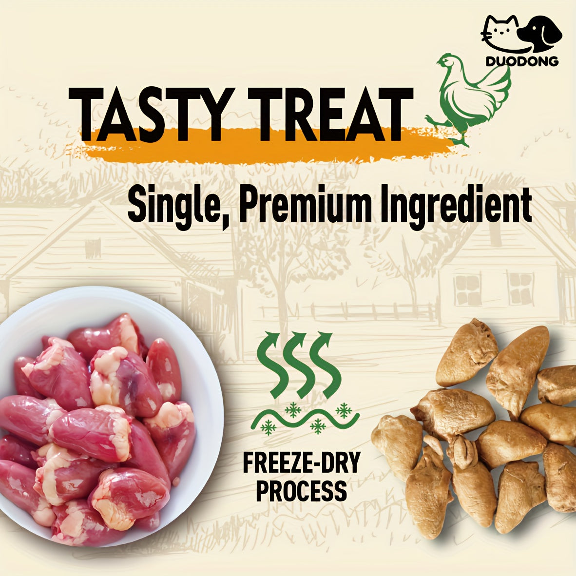 Freeze Dried Chicken Hearts for Dogs & Cats – Single Ingredient High-Protein Grain-Free Gluten-Free Pet Treat, Natural Training Reward & Food Topper, 3.5oz or 10.5oz