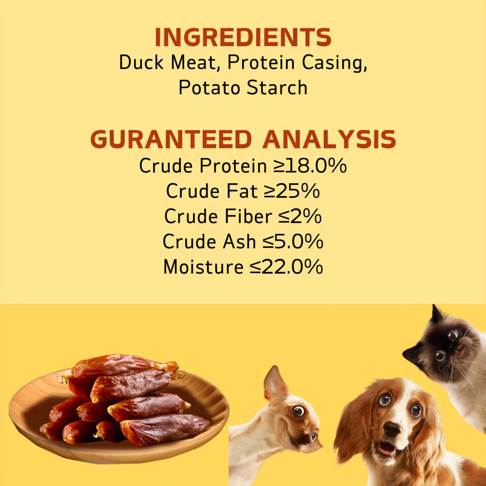 Duck Sausage Dog Treats High-Protein Low-Fat Long Lasting Easily Digestible Natural Dog Chews Training Reward for Small Medium Large Dogs 200g 600g