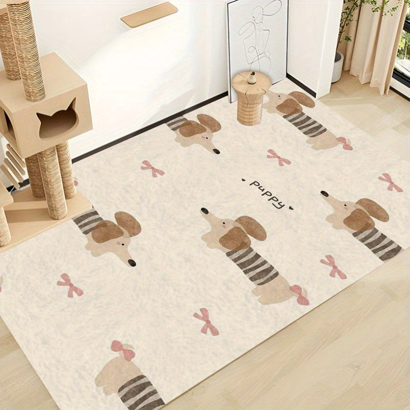 Washable Dog Pee Pads Non-Slip Cute Striped Puppy Design Dog Cat Mat for Kennel Bed and Litter Box – Cozy All-Season Pet Mat in Multiple Sizes