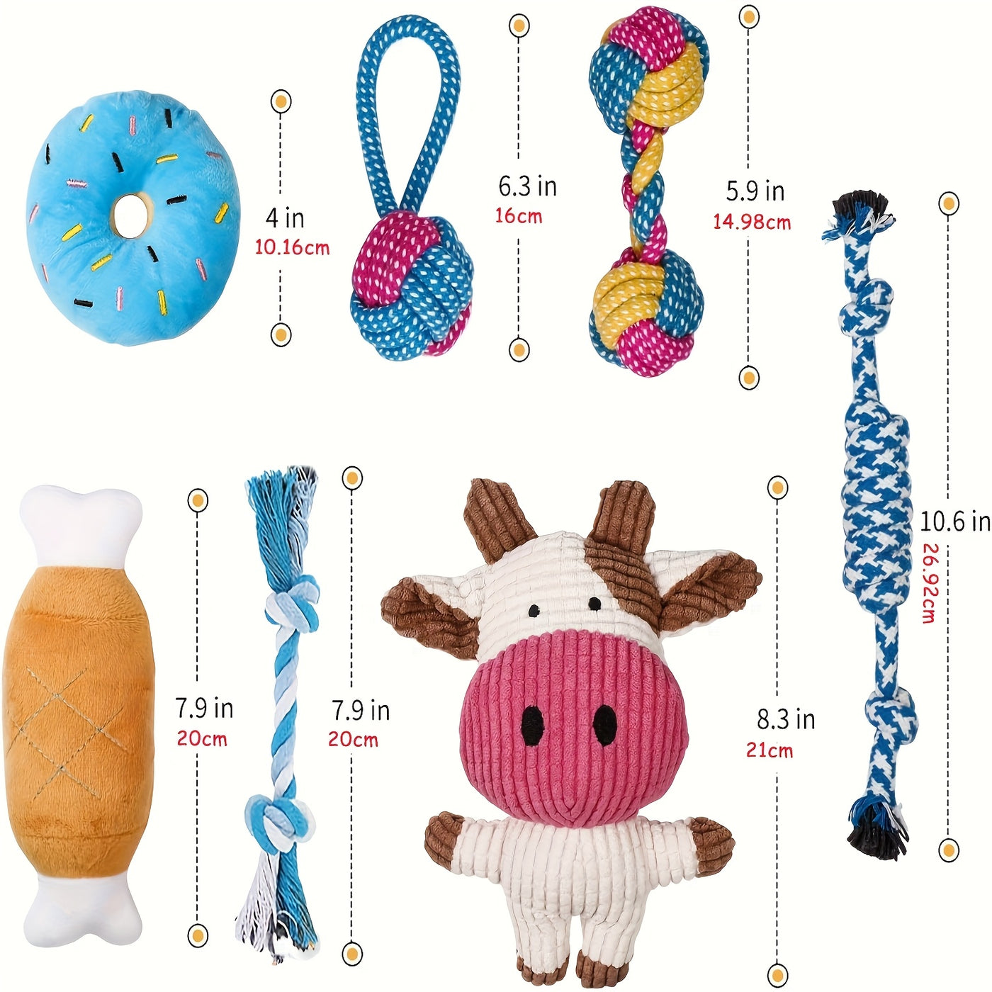 Puppy Chew Toy Set with Squeaky Balls Tug of War & Rope Toys - Teeth Cleaning Dog Toy Pack for Puppies & Small Dogs 6/12/19 Piece