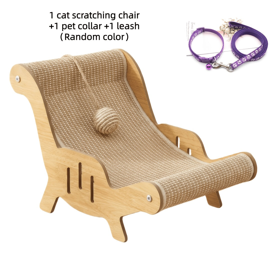Large Sisal Cat Scratcher Lounge Pad for Indoor Cats – Durable Upgraded Cat Scratching Board, Protects Furniture, Available as Single or Combo Set with Leash & Collar