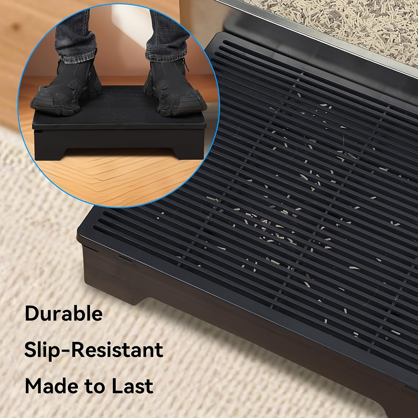 Cat Litter Box Step Ramp Adjustable 3.5" & 6" Non-Slip Litter Trapper Platform for Kittens Senior Cats Automatic Litter Boxes