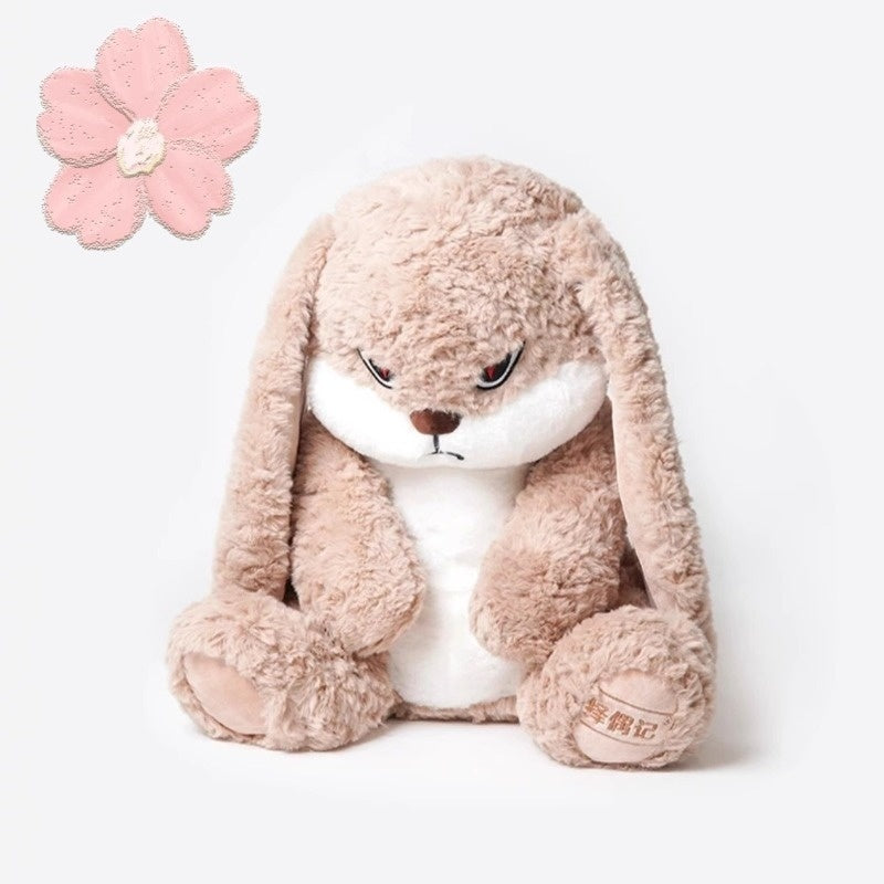 Plush Bunny Rabbit Stuffed Animal Pet Toy – Soft Huggable Devil Long-Ear Rabbit with Vivid Eyes for Cats & Dogs, Cute Cuddly Toy for Kittens & Puppies