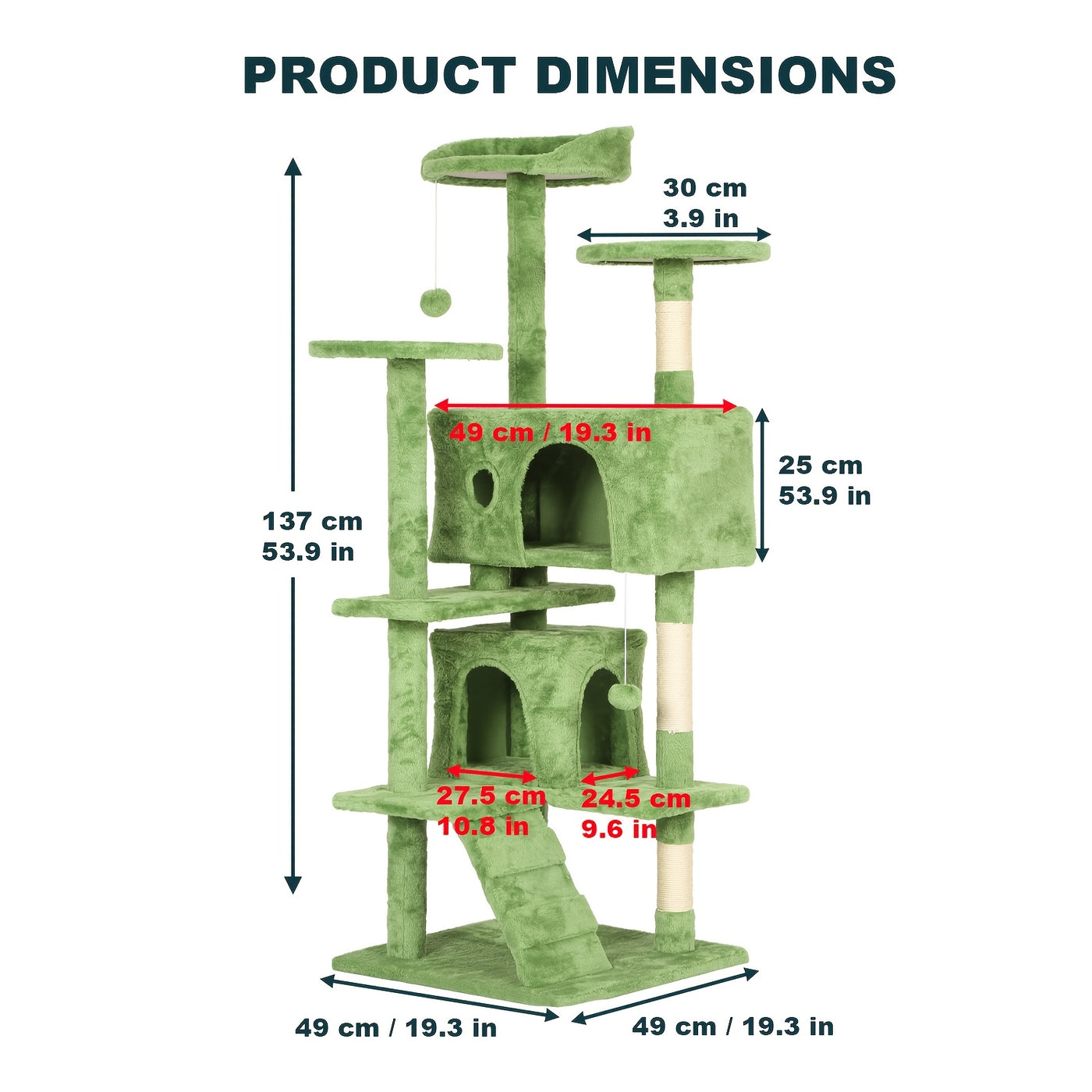Multi-Level Cat Tree Tower with Scratching Post & Cat House - Indoor Cat Activity Center 22/54/60/70 Inch, Cat Climbing Tower for Kittens & Adult Cats, Easy Assembly