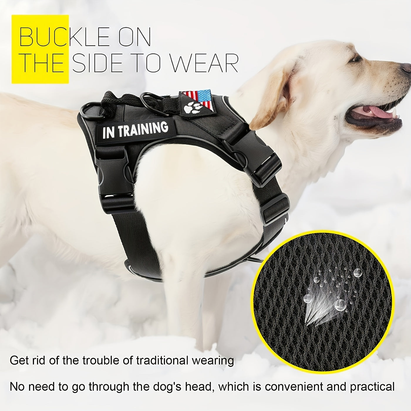 Dog Harness Set 6pcs with 5 Customizable Patches – Reflective Adjustable Mesh Vest Harness with Handle for Small Medium Large Dogs, Sizes XS-XL