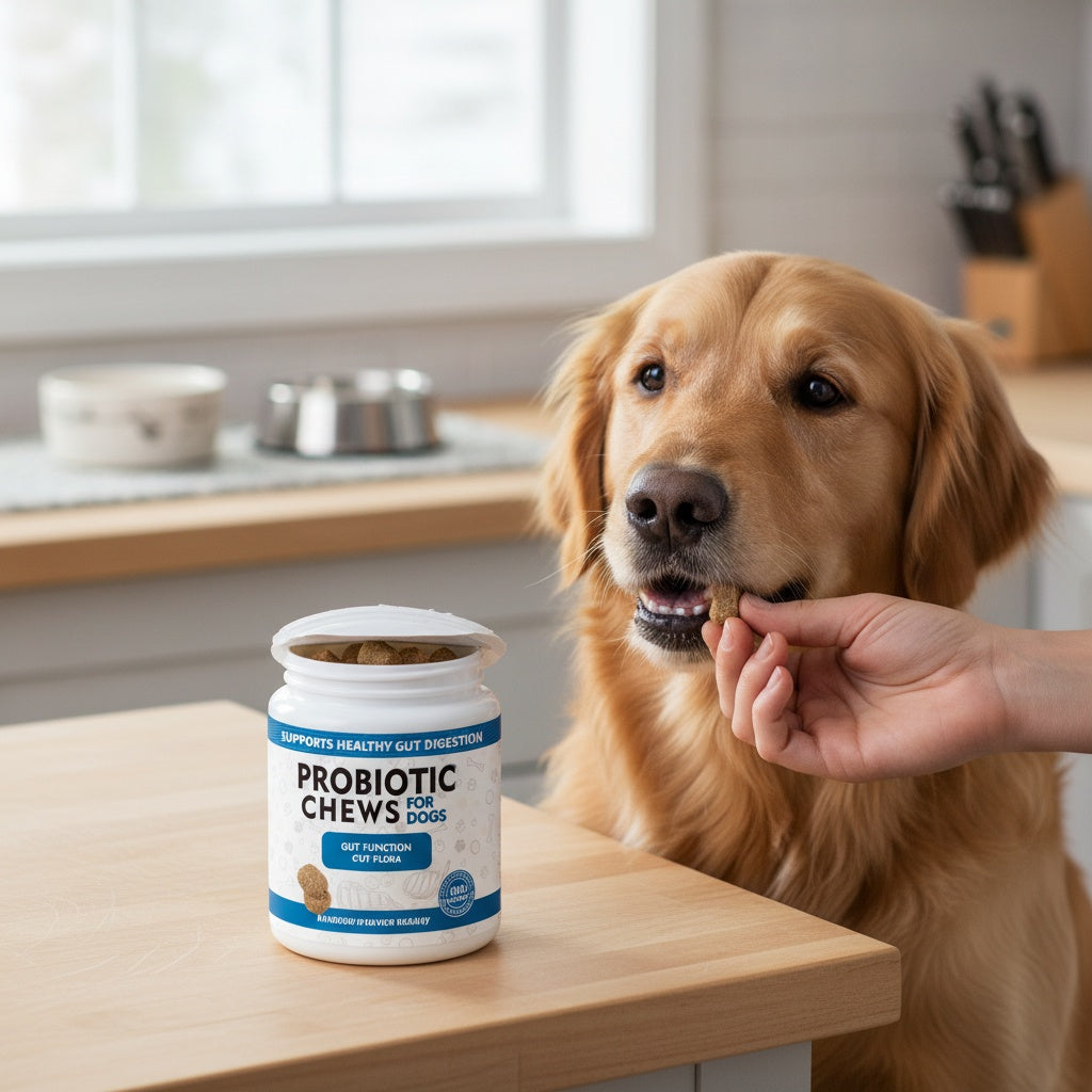 Probiotic & Digestive Enzyme Chews for Dogs – Gut Health, Skin Sensitivity Support & Prebiotics, Soft Chew Supplement, 30 or 120 Count