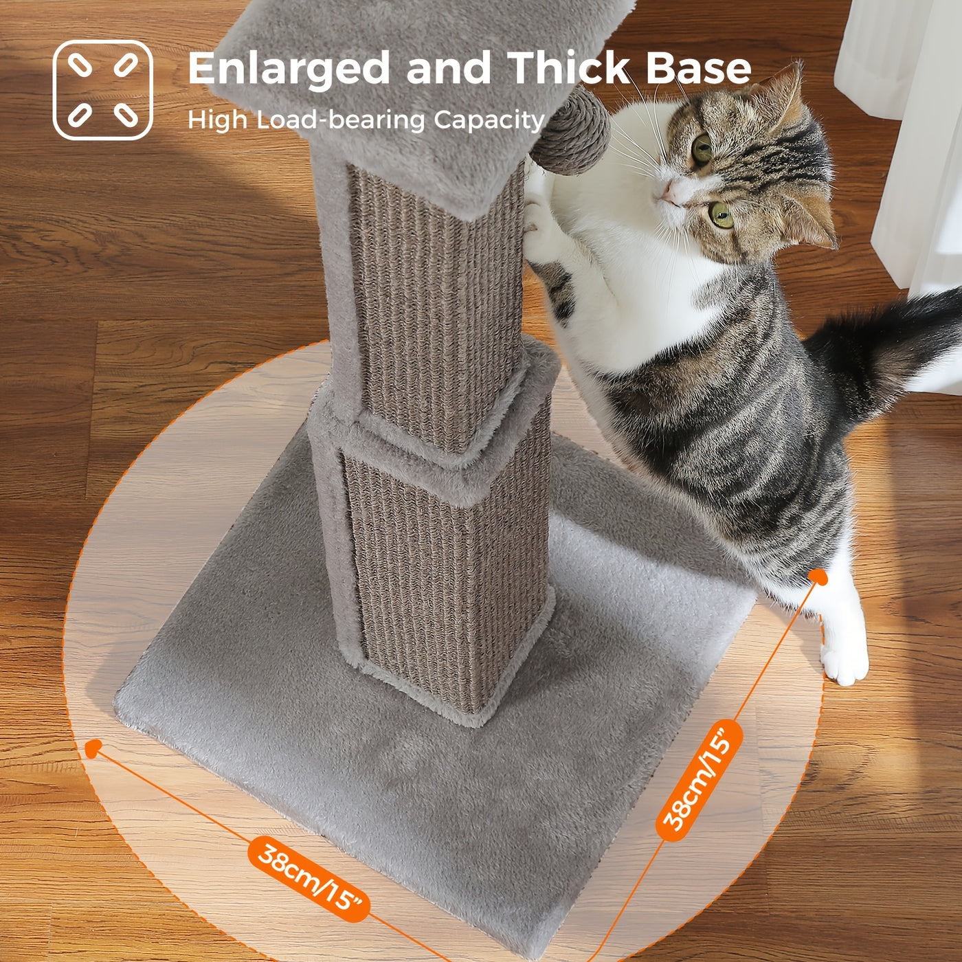 Multi-Tier Sisal Cat Scratching Post Tower with Dangling Ball - 18.9" & 32" Indoor Cat Tree for Energetic Cats, Sturdy Tiered Design, 6 Colors