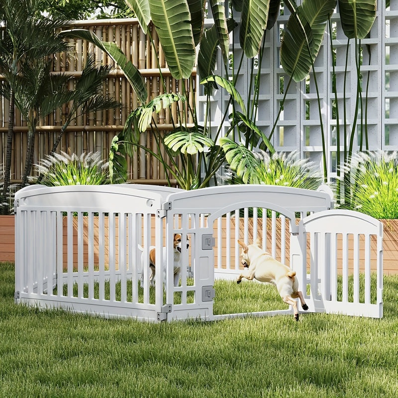 4 & 6 Panel Dog Pen with Non-Slip Bottom & Safety Locking Door - Portable Expandable Indoor Outdoor Puppy Pen for Medium Dogs, Lightweight Durable Pet Fence