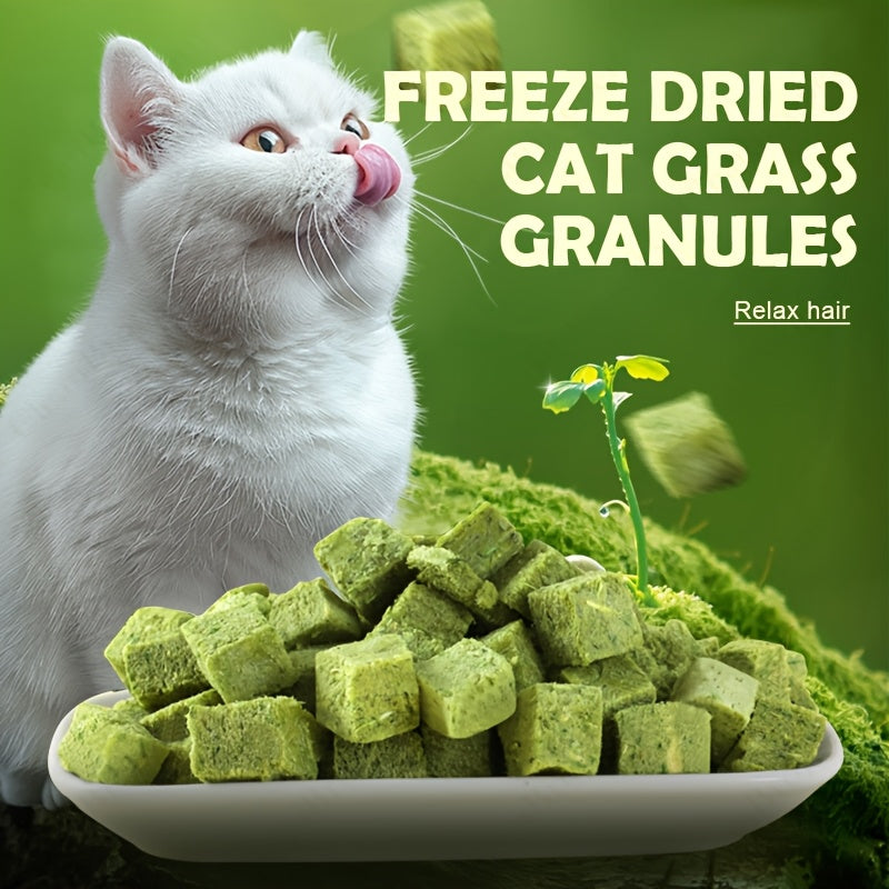 Cat Grass Freeze-Dried Granules & Hairball Tablets for Cats – Mint Molar Sticks, Chicken-Flavored Dental Snacks for Hairball Control & Teeth Cleaning, 150g / 155g