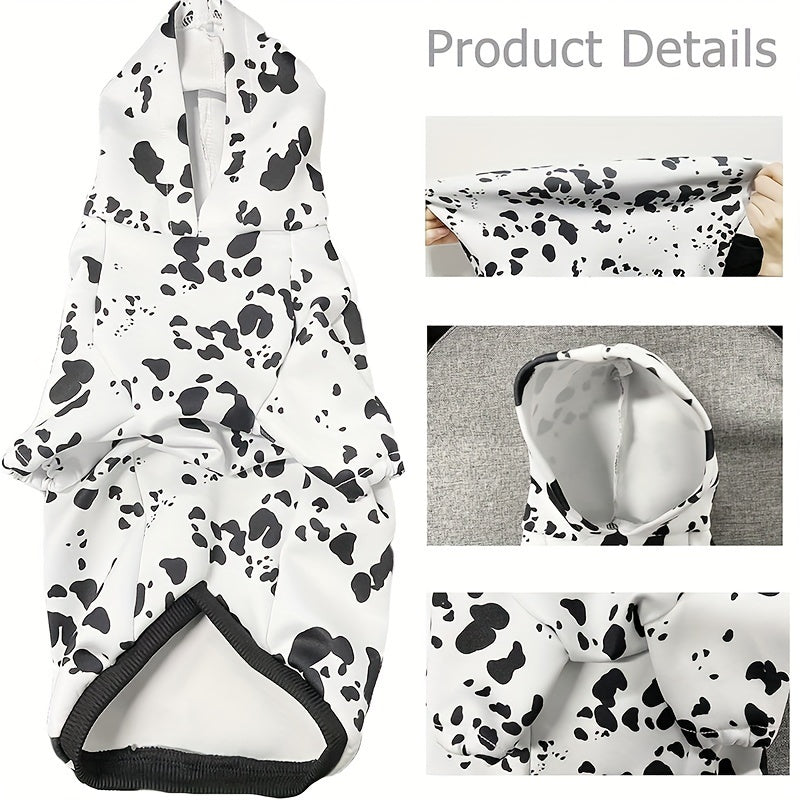 Dalmatian Print Dog Hoodie with Pocket – Soft Pullover Sweatshirt for Small Medium Large Dogs, Pet Halloween Costume Clothes Autumn Winter Outfit