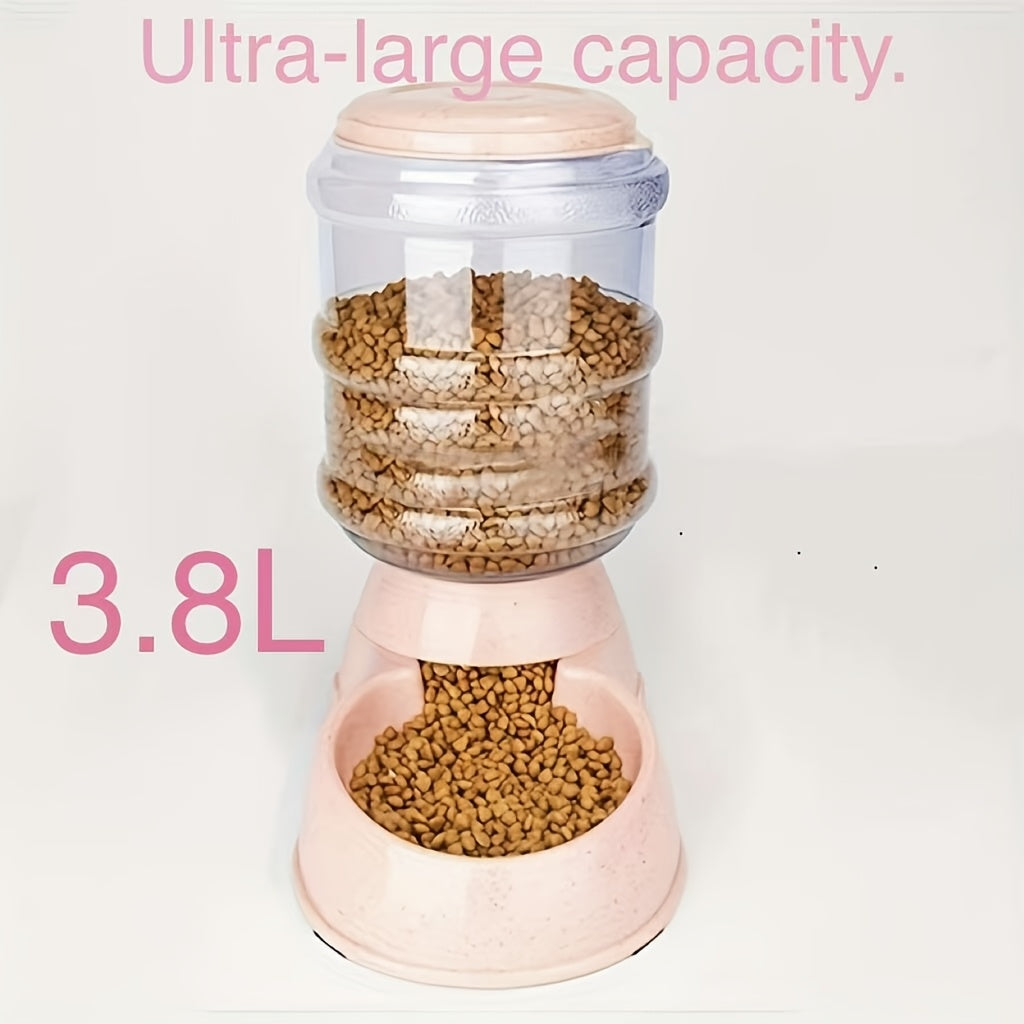 Gravity Pet Feeder & Water Dispenser 1 Gallon – No Battery Automatic Dog Cat Food Bowl Station, Durable BPA-Free PP, Small Medium Pets