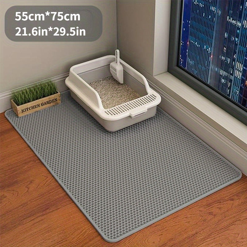 Honeycomb Cat Litter Mat Double Layer – Extra Large Litter Catcher, Non-Slip Machine Washable Splashproof Pad, Soft Safe for Paws, Multi-Cat Households