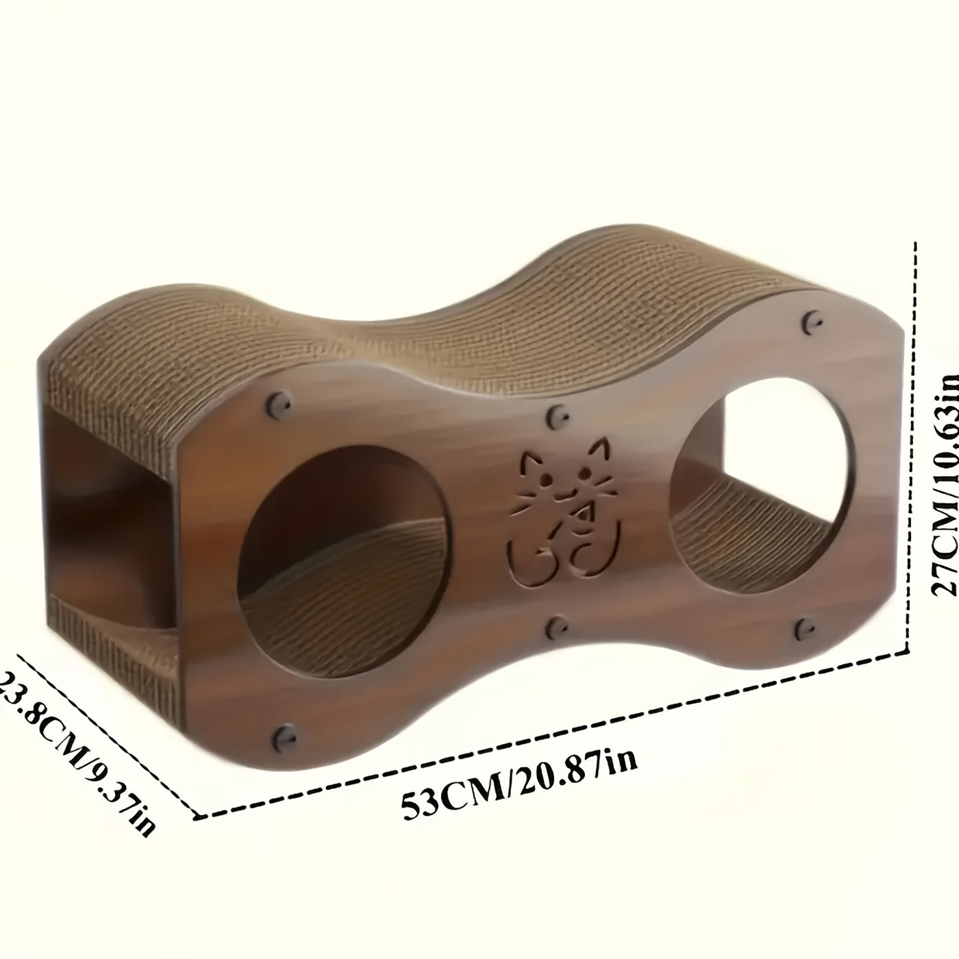 Cat Scratching Post with Integrated Woven Bed & Cat Toy - Sturdy Wood Base 4-Season Scratch Pad for Indoor Cats, Lounging & Play, Oak or Walnut Color