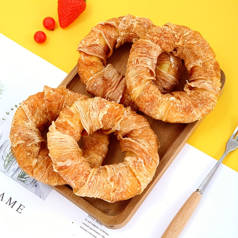 Donut Shaped Dog Treats Chicken & Duck Real Meat Exterior Grain-Free Long Lasting Chew Training Reward for Small Medium Large Dogs 4pc 6pc