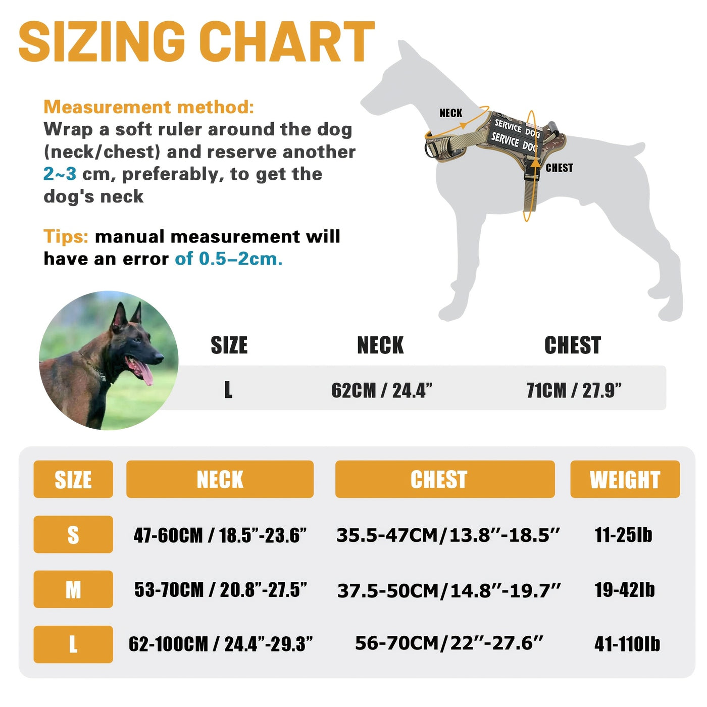 Tactical Dog Harness MOLLE with Control Handle S-L - Adjustable Reflective No-Pull Pet Vest for Walking & Training, No Choking, Khaki Linen Black Red Blue Sky Blue