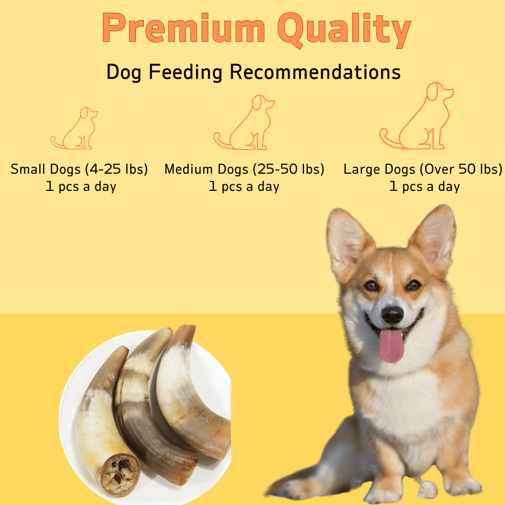 Ox Horn Dog Chews Natural Long Lasting High-Protein Low-Fat Easily Digestible Dog Treat for Small Medium Large Dogs Training Reward 130-150g