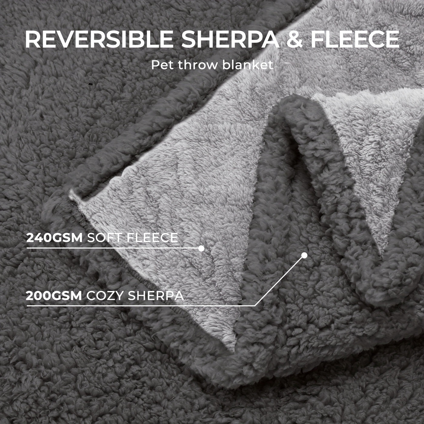 Sherpa Fleece Dog Blanket Liquid Proof for Sofa & Bed - Reversible Pet Throw Blanket Furniture Protector for Small Medium Large Dogs & Cats, Machine Washable, Light Gray Khaki Beige Dark Gray