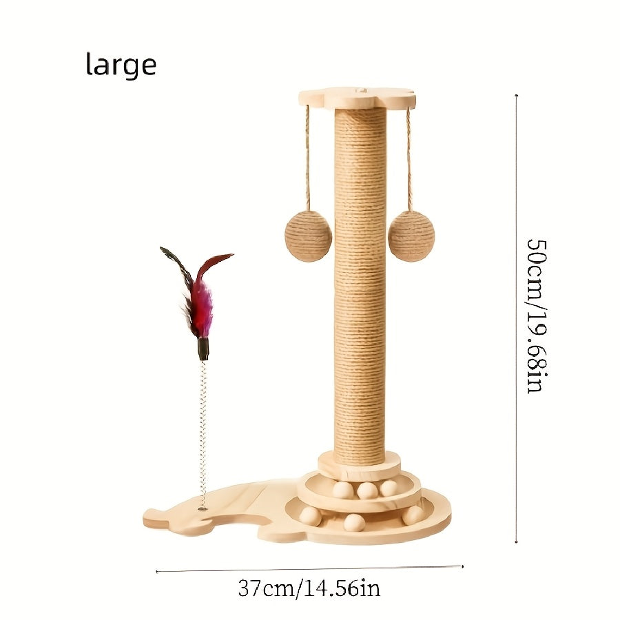 Solid Wood Cat Scratching Post – Multiple Styles & Sizes | Sisal, Mushroom, Dolphin, Fur & Hammock Scratcher for Indoor Cats