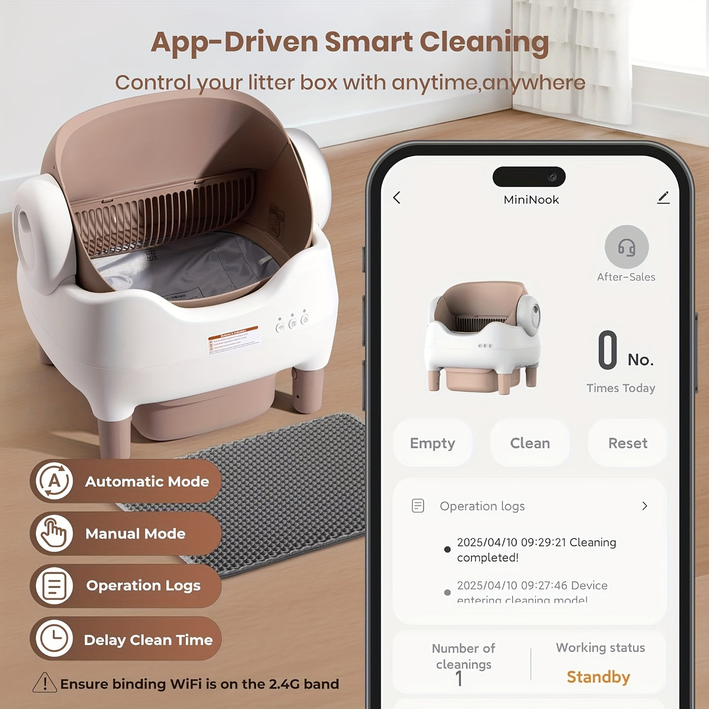 Self-Cleaning Cat Litter Box App Control Open Top Smart Auto Litter Box with Infrared Sensors Dual Deodorization Ultra-Quiet Kitten Safe 10L Waste Bin