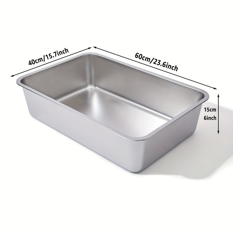 Stainless Steel Cat Litter Box 2 Pack Extra Large 6 Inch Deep High Sides XL Metal Litter Box for Big Cats Easy to Clean Corner Fit