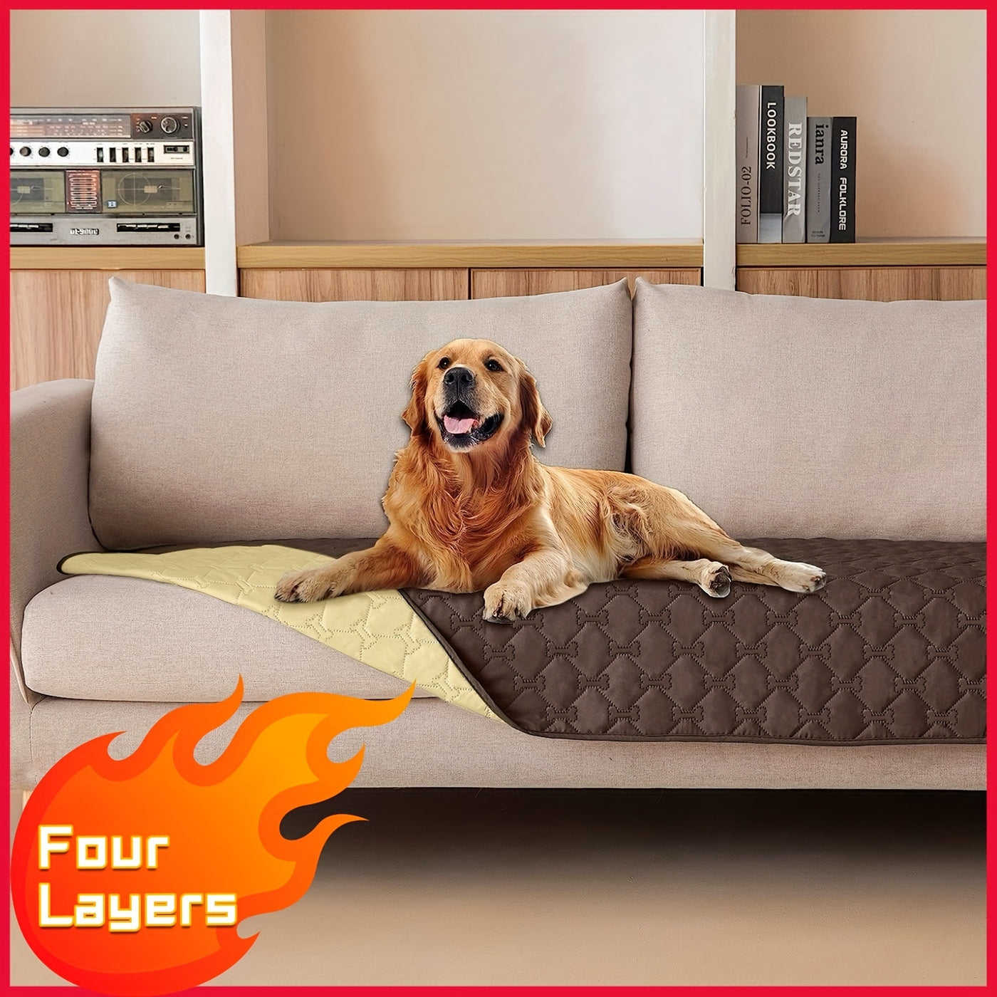 Extra Large Reversible Waterproof Dog Blanket – Double-Sided Bone Pattern, Machine Washable Sofa & Bed Protector for Small Medium Large Dogs & Cats, Indoor & Outdoor Use