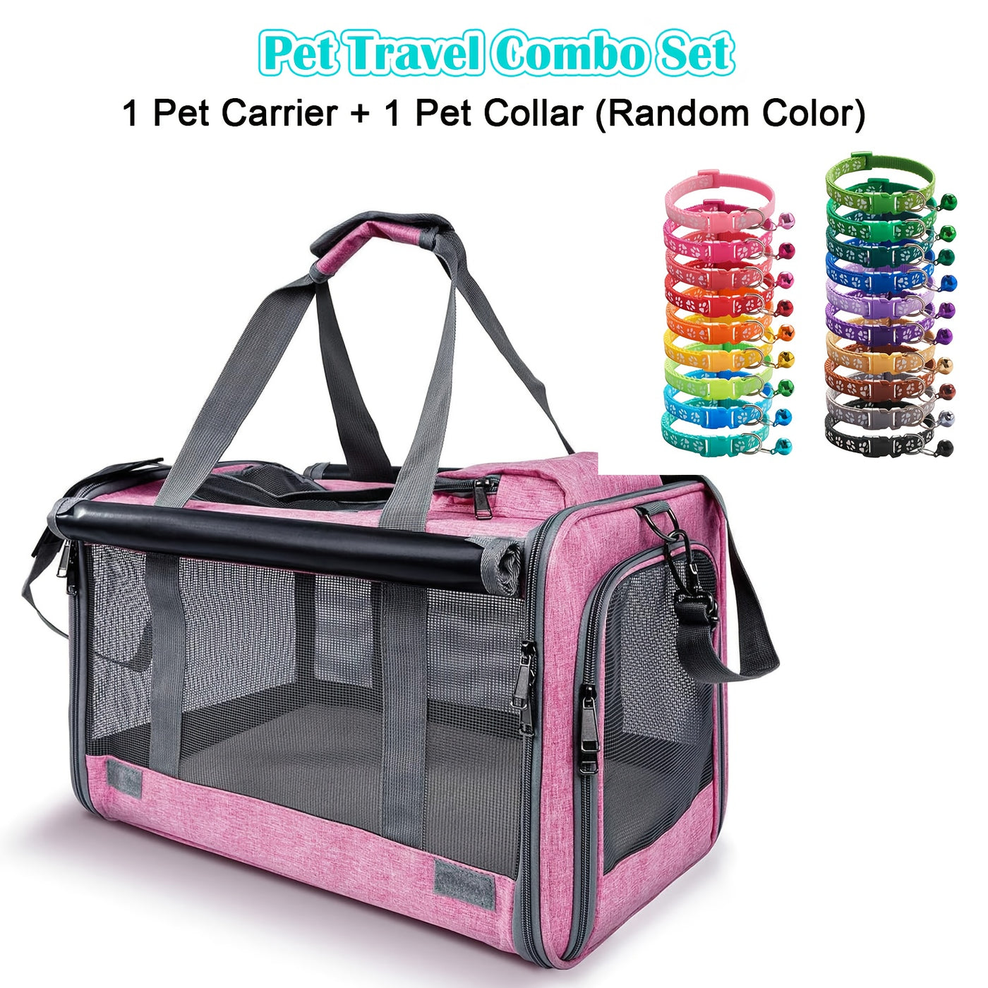 Airline Approved Soft-Sided Pet Carrier for Large Medium Cats & Small Dogs – Breathable Collapsible Travel Bag, Multiple Colors, Optional Combo with Bowls & Pet Glove