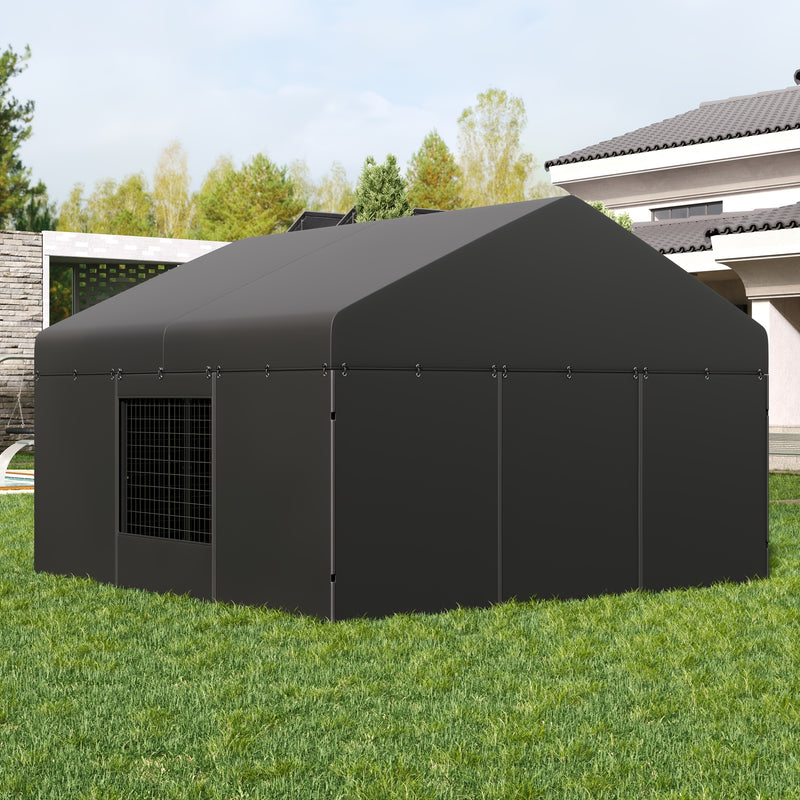 Heavy Duty Outdoor Dog Kennel with Roof & Double Safety Locks – Galvanized Steel Dog Cage Fence, Rust-Resistant, Large Dog Run Enclosure, Multiple Sizes