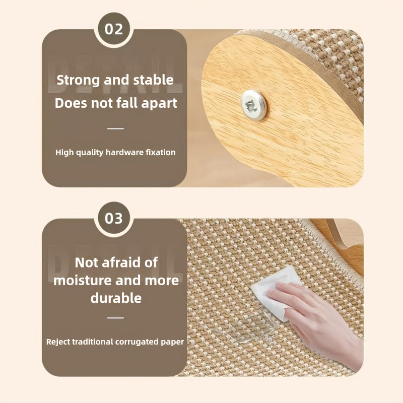 Large Sisal Cat Scratcher Lounge Pad for Indoor Cats – Durable Upgraded Cat Scratching Board, Protects Furniture, Available as Single or Combo Set with Leash & Collar
